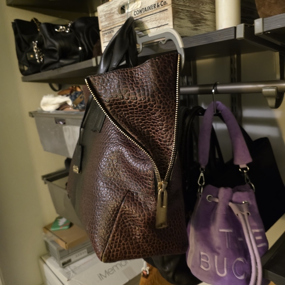 Burberry Textured Leather Shoulder Bag in Brown and Black - Picture 8 of 13